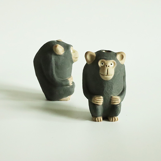 チンパンジー兄弟花器（小・ミニ）